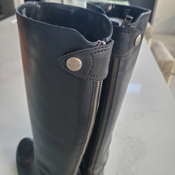 New Franco Sarto Black Leather Tall Riding Boot with Back Zipper size 9.5 - Picture 4 of 14
